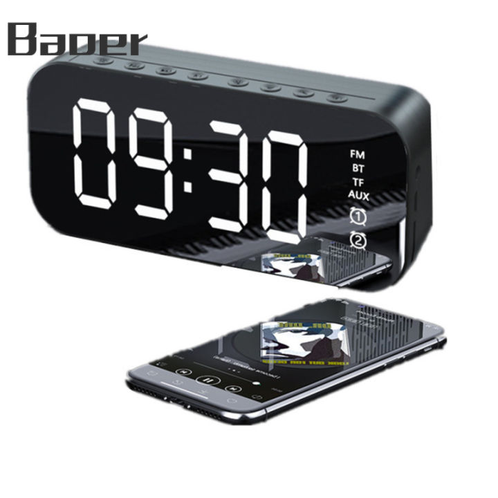 Baoer A18 Portable Wireless Speaker Clock Stereo Speaker With LED