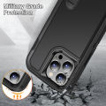 3 In 1 Full Cover Shockproof Phone Case With Stand For iPhone 15 Pro Thick Hard Phone Casing Contrasting Colors Fashion Phone Cover Shell.