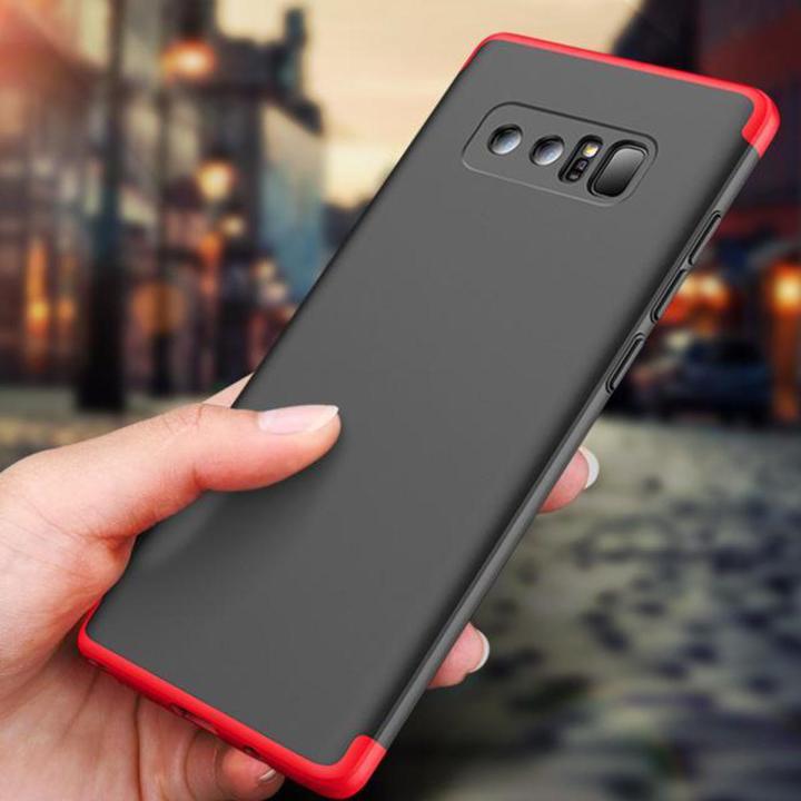 GKK 360 Degree Phone Case for Samsung Note 8 - Black and Red