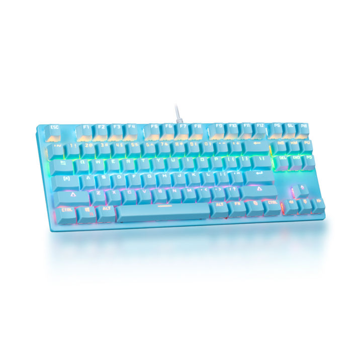 HXSJ%2087-key%20Mechanical%20Keyboard%20Wired%20Keyboard%20RGB%20Backlit%20Keyboard%20Blue%20Switch/%2026-key%20Rollover/%20Multimedia%20Combination%20Keys%20White%20-%20Image%207