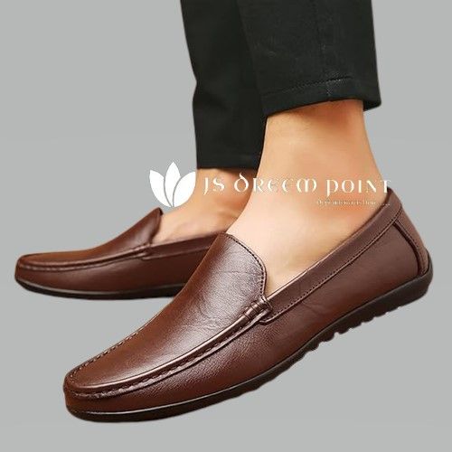 New High Quality JS Leather JS-112343 Slip Moccasins Loafers Casual Shoes For Men Driving