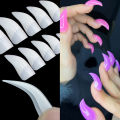 100 Pcs Hawk Curve Nail Tips Half Cover Eagle Claw Curve False Nails Extension 10 Sizes For Art Salon. 