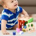 Wood Shape Sorting Box Building Blocks Geometry Learning Classic Toy for Preschool Age 3+.