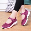 Spring and Summer Old Beijing Cloth Shoes Female Middle-Aged and Elderly Walking Shoes Non-Slip Breathable Mom Shoes Flat Sandals Breathable Mesh Shoes.