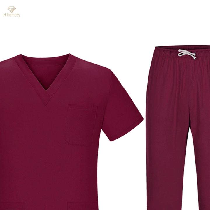 Nursing%20Scrubs%20Set%20Uniforms%20Set%20for%20Hospital%20Nursing%20Massaging%20M%20Dark%20Red%20-%20Image%208