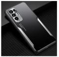 For OPPO Reno5 Pro+ 5G/Reno5 Pro Plus 5G Electroplated Metal Back Panel Soft TPU Bumper Double Shockproof Protective Cover Compatible case.
