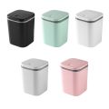 【hot】 PP Trash Garbage Can Solid Color Odorless Round Corner Button Switch Home Office Desktop Dust Bin With Lid Pink.