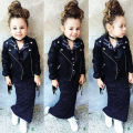 Girl Fashion Leather Lapel Tassel Motorcycle Leather Jacket Spring Autumn Kids Jackets for Girls.
