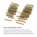 300PCS 30 Values 1/2W Carbon Film Resistors Kit 5% Metal Resistors Set 10-1M Ohm Carbon Film Resistors with Individually Labeled.