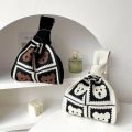 Korean Knot Wrist Bag Small Bear Knitted Bag Women's Handbag Fashion Simple Tote Bag Purses Ladies Clutch Woven Shopping Bag. 