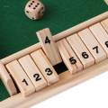 Wood Deluxe 4 Sided 10 Number Shut the Box Dice Board Game Kids Adults.