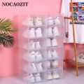 6pcs/Set Fold Plastic Shoes Case Thickened Transparent Drawer Case Plastic Shoe Boxes Stackable Box Shoe Organizer Shoebox. 