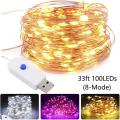 10m 100 led usb পরিচালিত মিনি রঙিন ফেইরি লাইটস ওয়াটারপ্রুফ ক্রিসমাস ডেকোরেশন কালার কপার ওয়্যার স্ট্রিং হলুদ/সাদা - fairy lights for room decoration. 