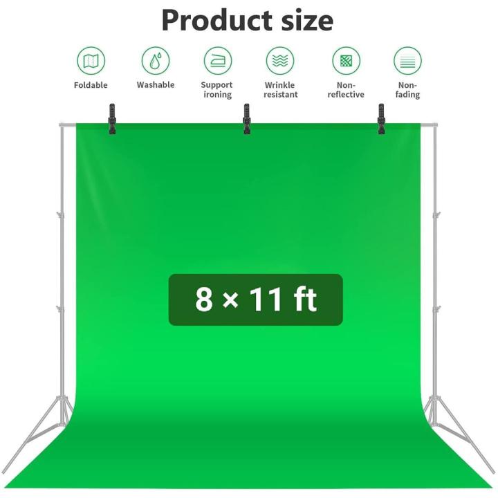 Green screen Backdrop Background 8x11 ft Solid Colour for Studio Photography