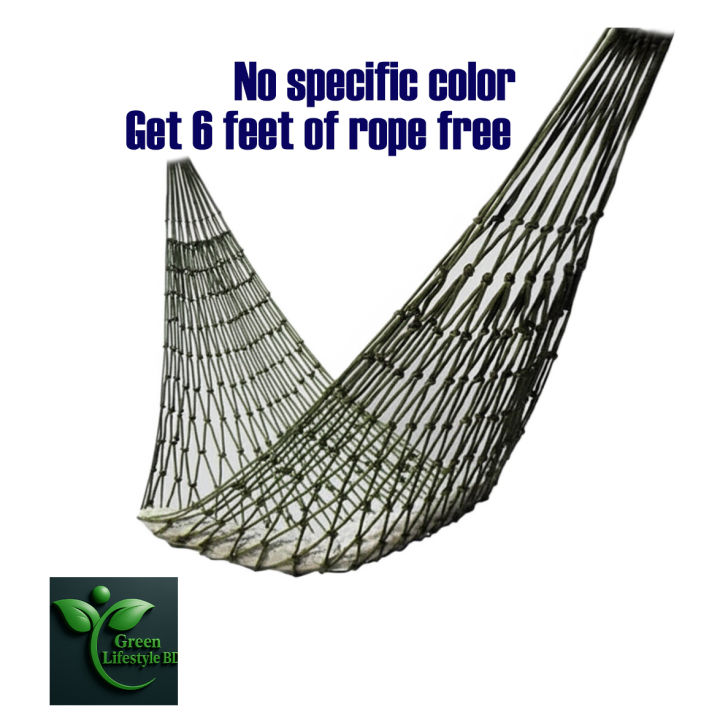 Premium quality handmade Hammock/Dolna multicolor capacity 100kg and long 7.5 feet for adults home and balcony with a Large Swing Rope free.