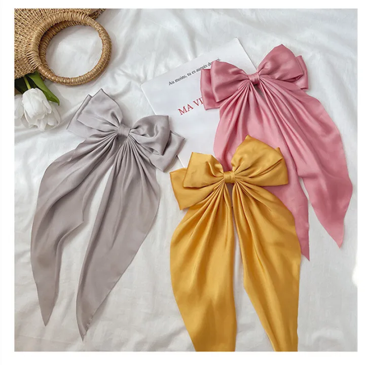 Korean%20Elegant%20Silk%20Long%20Bow%20Hair%20Clip%20Large%20Ribbon%20Hair%20Clip%20For%20Women%20-%20Image%205