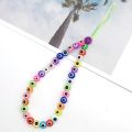 Fashion Blue Evil Eye Phone Chain Acrylic Beads Mobile Phone Pendant Colorful Soft Polymer Clay Mobile Phone Strap Charm Jewelry.