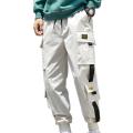 Safari Style Men Cargo Pants Side Pockets Stretchy Waist Drawstring Strap Decor Ankle-banded Jogger Pants. 