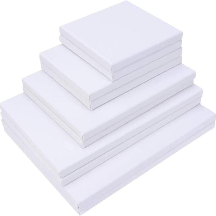 Premium Quality White Blank Canvas Set, Artist Canvas Board Wood Painti Drawing, Acrylic Pouring, Suitable for Both Oil and Acrylic Paints (4x4-5x5-6x6-8x8-10x10-12x12 inch) 6/5 pcs combo set