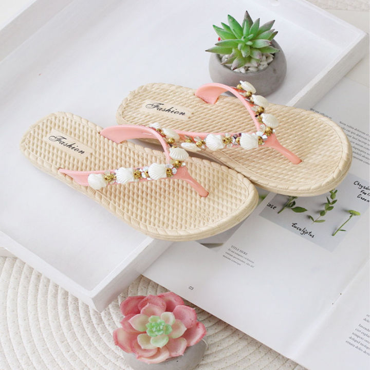 2024%20Summer%20New%20Flat%20Flip%20Flops%20Outdoor%20Beaded%20Women's%20Slippers%20National%20Fashion%20Sandals%20-%20Image%202