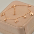 Trendy Adjustable Fashionable Anklets for Girls Simple Stylish Foot Jewelry - Four Leaf Clovers Bells Chain Anklet for Women Anniversary Gift for Wife Girlfriend. 
