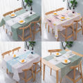 QI Household Checkered Tablecloth No-washing Anti-scalding Oil-proof Waterproof Dressing Table Mat Living Room Bedroom Table Cover. 