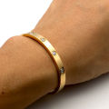 17cm Inspired Luxury Jewelry 316L Stainless Steel 18K Gold Plated Love Brand Bangle Bracelet For Women Acero Inoxidable Joyeria. 