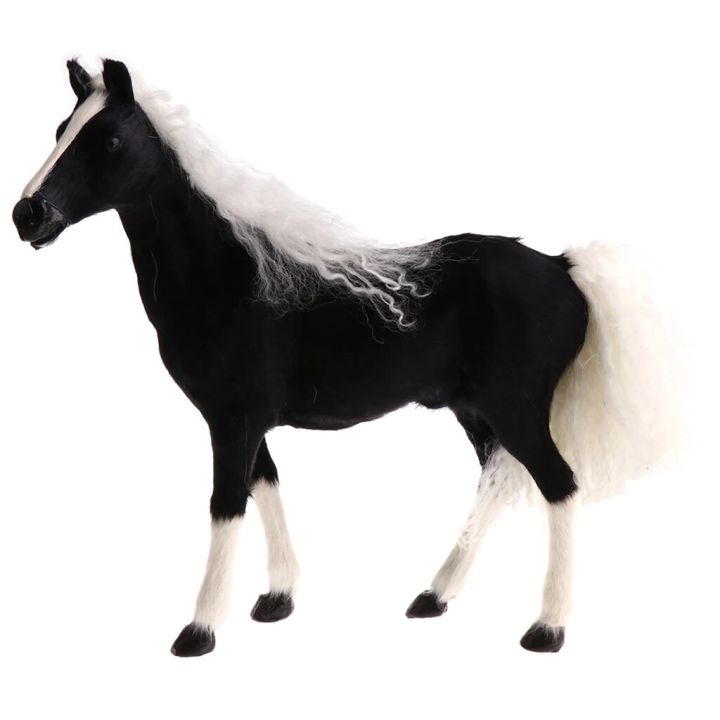 Lifelike Simulation Plush Stuffed Horse Animals Model Figure Plush Figures Soft Toy Home Decoration Black