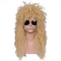 HAIRJOY Funny Halloween Cosplay Wig Men Women 70s 80s Long Curly Black Rocker Costume Wig. 