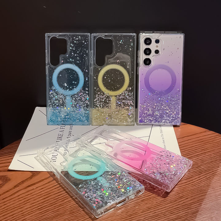 【Bestseller Alert】 Olige Case For Galaxy S22 Plus S22 Ultra S23 Plus S23 Ultra S23 FE S24 Plus S24 Ultra S25 Plus S25 Ultra New 2-in-1 Gradient Glitter Drip Magnetic Phone Case Back Cover