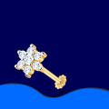 Gold Plated Flexible Nose Pin with 7 AD Zirconia Stones Elegant Stylish Design for All Sizes Durable Fashion Accessory with White Stones. 