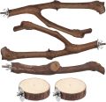 5PCS Bird Perch Natural Wood Grape Stick Stand, 3 Grape Stick Paw Grinding Fork Parakeet Chewing Stick 2 Parrot Stand Branch, Chewing Exercise Branches Bird Cage Accessories. 