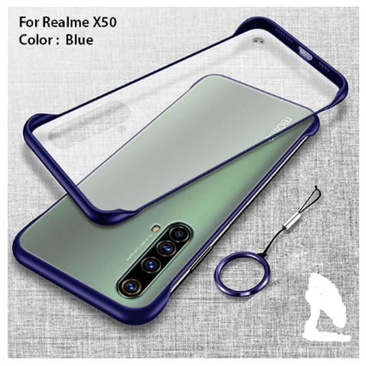 For Realme X50 Frameless Case Cover with Ring (Slim Design + Semi-Transparent Frosted Matte + Hybrid Shock Hard Bumper)