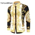 New Luxury Royal Shirt Men Casual Slim Fit Long Sleeve Men Paisley Print Shirt Camisa Social Prom Party Shirt Cool Popular Tops.