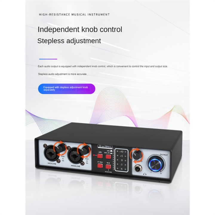 2%20in%202%20Out%20USB%20Audio%20Interface%2032Bit/384KHZ%20Studio%20Kit%20Record%20Professional%20Sound%20Card%2048V%20Phantom%20Easy%20to%20Use%20-%20Image%202