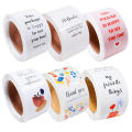 100pcs/roll Thank You Sticker Seal Labels Small Business Gift Decor Package Scrapbook Stickers Office Stationery Children Gifts. 