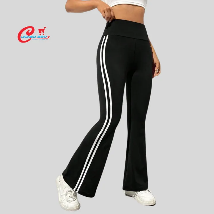 Striped%C2%A0Tape%C2%A0Side%C2%A0Flare%C2%A0Leg%C2%A0Pants%20For%20Women's%20-%20Image%203