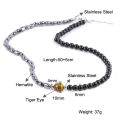 [ New ] Irregular with Personality Haematite Beaded Men's Necklace Simple 10mm Natural Tiger Eye Necklace Men. 