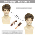 BCHR Mens Wigs Short Brown Wig Men Natural Fluffy Cosplay Costume Synthetic Mens Wig for Male Guy. 