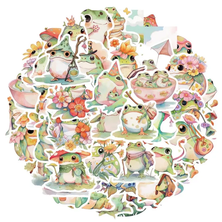 10/50pcs%20Cute%20Colorful%20Frog%20Stickers%20Aesthetic%20Decals%20Decorative%20Scrapbook%20Notebook%20Phone%20Luggage%20Sticker%20-%20Image%202
