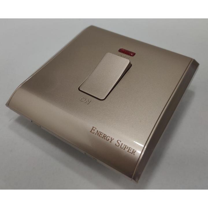 Energy Super 20A Gold DP Geyser Switch Socket Prime Caliber Electrical Wall Power with Indicator