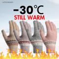 Winter Knitted Wool Thicken Warm Gloves / Girls Fashion Thermal Soft Lining Full Finger Mittens / Ladies Touchscreen Gloves. 