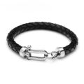 8mm Genuine Leather Men Bracelet 316L Stainless Steel Lobster OT Clasp Bracelet Retro Bangles Jewelry. 