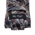 Hi-Tie Paisley Brown Tie For Men Elegant Mens Necktie Pocket Square Cufflink Groom Wedding Accessory Wholesale New Designer.