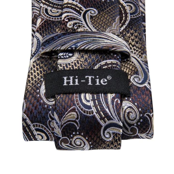Hi-Tie%20Paisley%20Brown%20Tie%20For%20Men%20Elegant%20Mens%20Necktie%20Pocket%20Square%20Cufflink%20Groom%20Wedding%20Accessory%20Wholesale%20New%20Designer%20-%20Image%206
