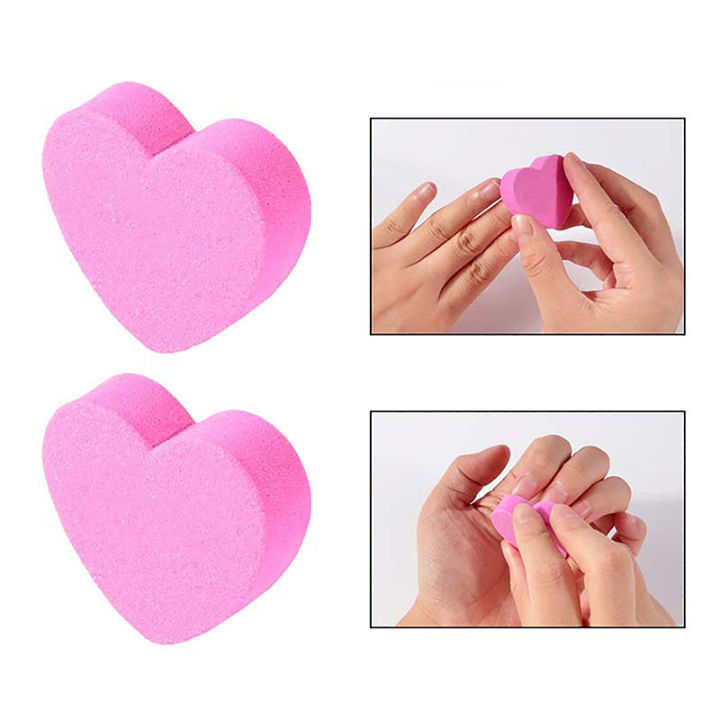 20/50Pcs Heart Shape Sponge Nail File Double Side Buffer Buffing Sanding Nail Pedicure Tool Gel Polish Manicure Nail Accessories Cologo