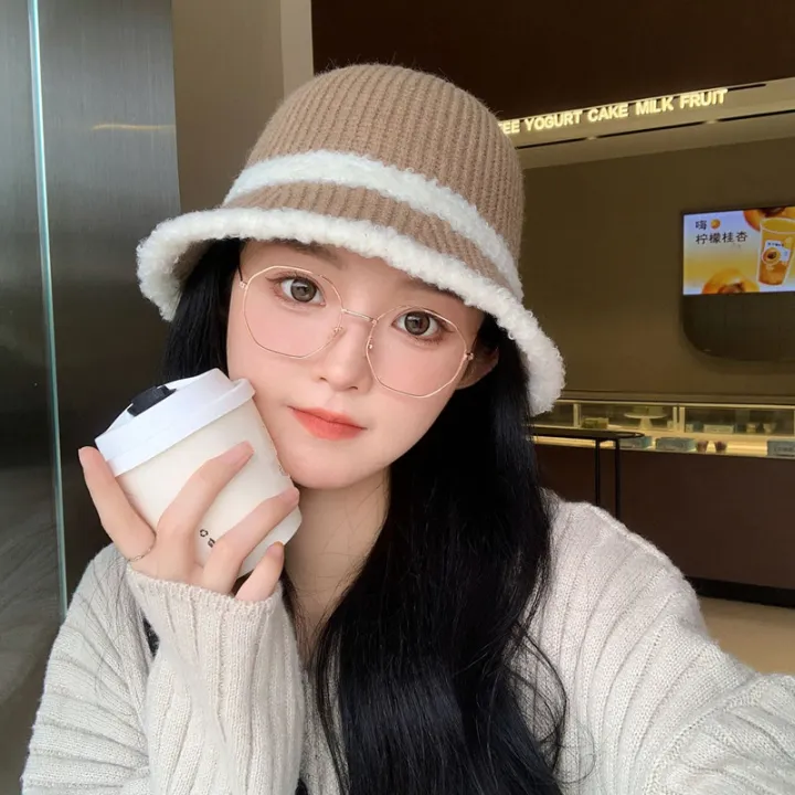 New%20Spliced%20Plush%20Fisherman%20Hat%20for%20Women%20Warmth%20Knitted%20Bucket%20Hat%20for%20Face%20Showing%20Small%20Wool%20Hat%20-%20Image%207