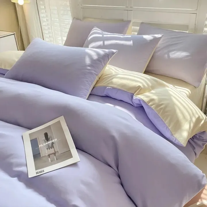 Solid%20Color%20Simple%20Four-piece%20Set%20Student%20Dormitory%20Household%20Bed%20Sheet%20Kit%20With%20Pillowcase%20-%20Image%205