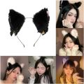 Fashion Fox Cat Ear Hair Band Popular Plush Cat Ear Headband Black White Soft Hairband with Bells Party Cosplay Hair Accessories.