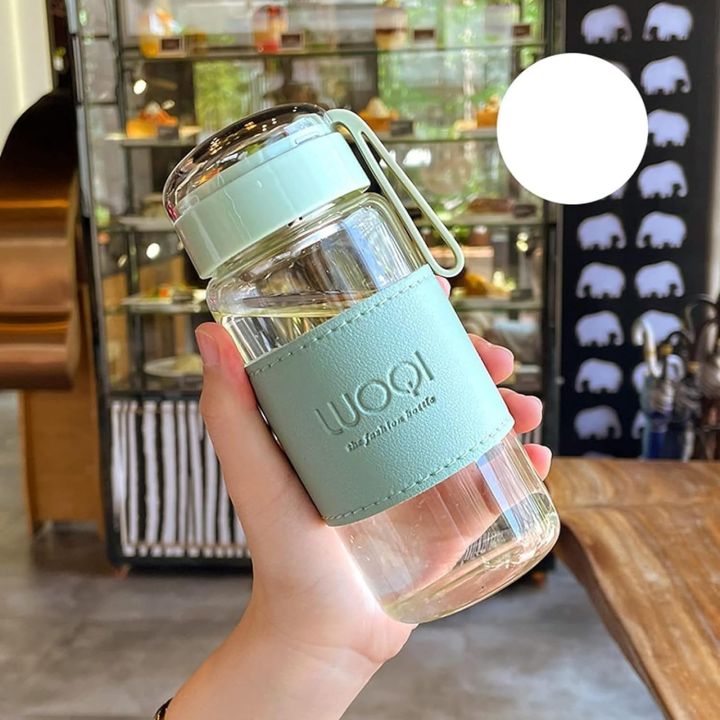480ML Heat Resistant Portable Glass Drink Bottle Cold Water Juice Tea ...
